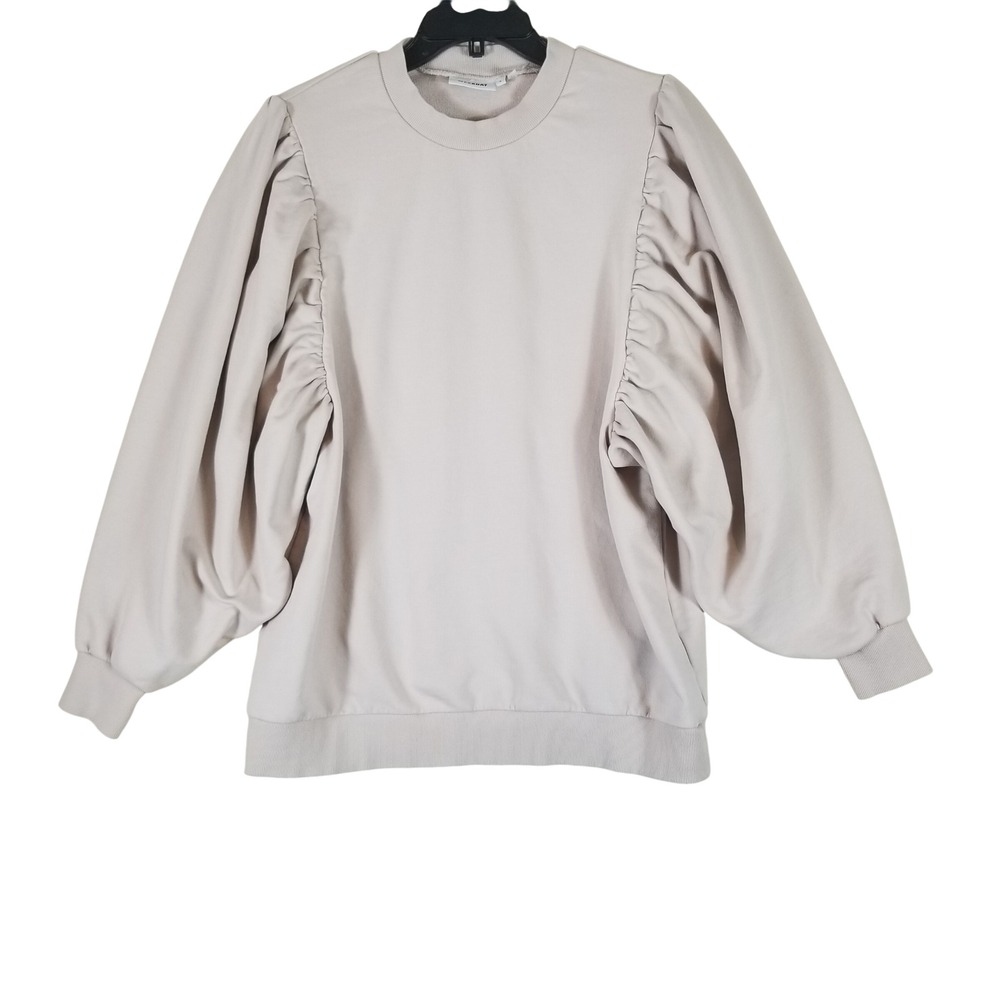 Weekday Charlee Sweater Womens Small Taupe Puff Balloon Sleeve Sweatshirt